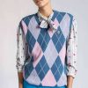 Men * | Bargain Sale Blue & Pink Argyle Sweater Vest