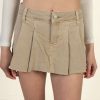 Women * | Cut-Price Khaki Pleated Mini Skort