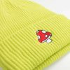 Accessories * | Limit Offer Mushroom Embroidered Lime Beanie