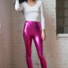 Women * | Online Store Fuchsia Metallic Leggings