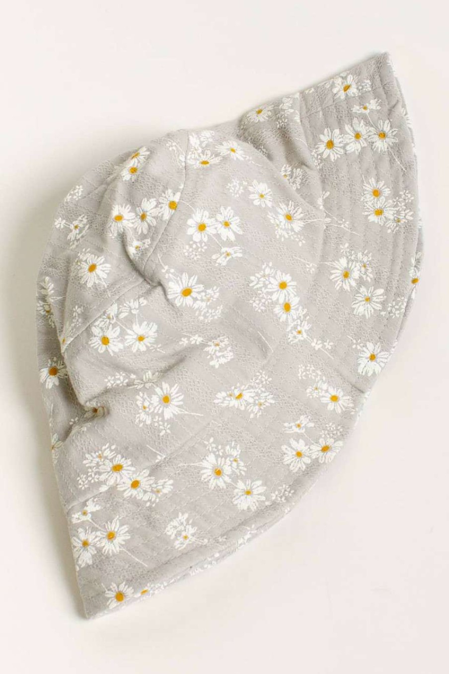 Accessories * | Online Store Grey Daisy Textured Bucket Hat