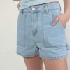 Women * | Cut-Price Light Wash Carpenter Shorts