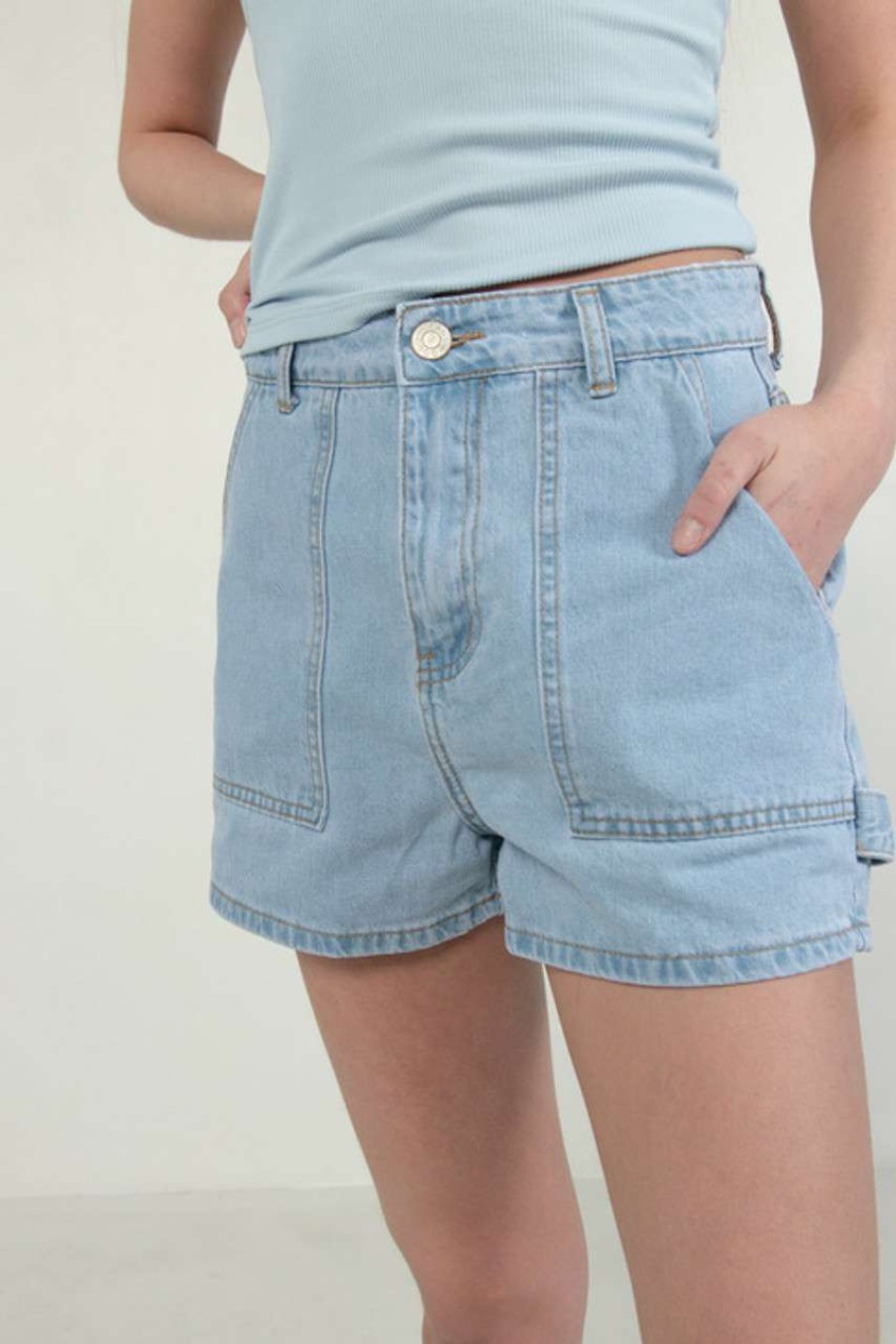 Women * | Cut-Price Light Wash Carpenter Shorts