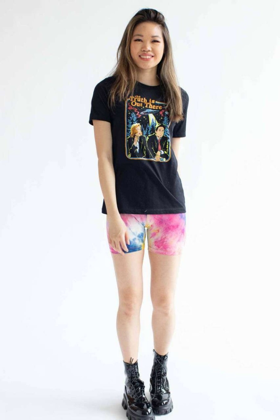 Women * | Limited Edition Navy & Pink Tie Dye Bike Shorts