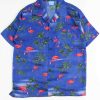 Men * | Cut-Price Navy Flamingo Palms Hawaiian Shirt