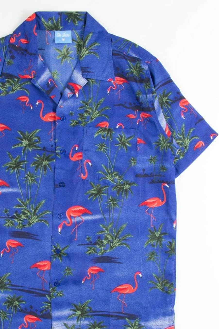 Men * | Cut-Price Navy Flamingo Palms Hawaiian Shirt