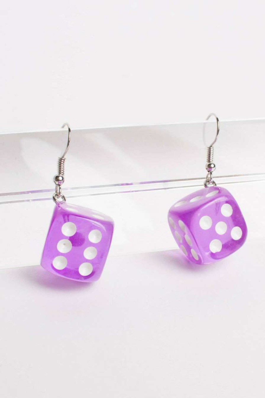 Accessories * | Limit Offer Purple Dice Earrings