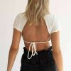 Women * | Limit Offer Backless Thank You Crop Top