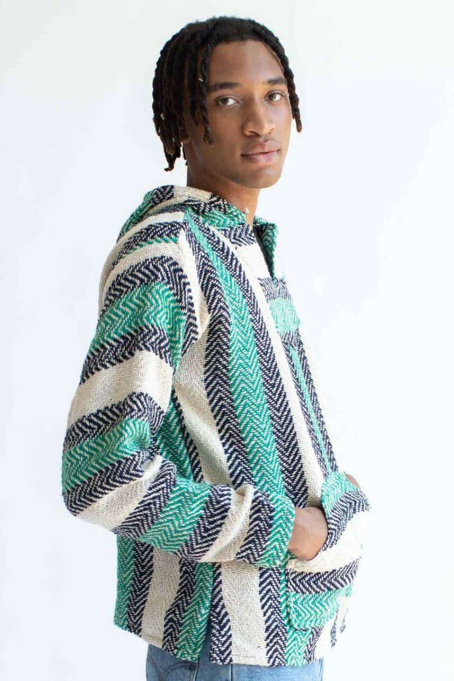 Men * | On Discount Green Cotton Blend Baja Hoodie