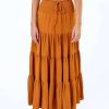 Women * | Clearance Mustard Smocked Waist Maxi Skirt