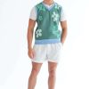 Men * | Super Specials Green Floral Sweater Vest