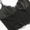 Women * | Cut-Price Black Lace Trimmed Mesh Body Cami