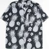 Men * | Super Specials Black Pineapple Print Hawaiian Shirt