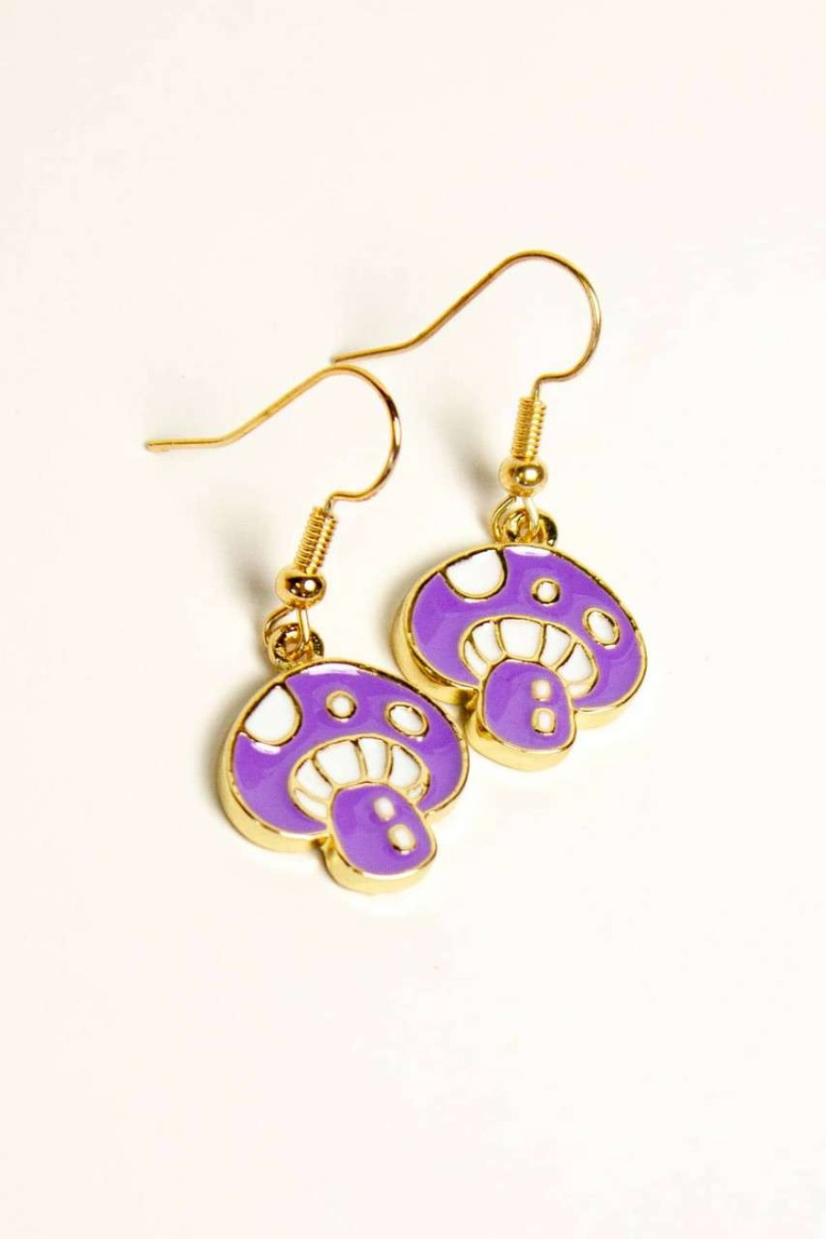 Accessories * | Special Price Purple Mushroom Charm Earrings