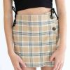 Women * | Clearance Khaki Plaid Stretch Skort