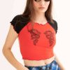 Women * | Cut-Price Red Dragon Backless Crop Tee