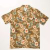 Men * | Special Price Brown Retro Hibiscus Print Hawaiian Shirt