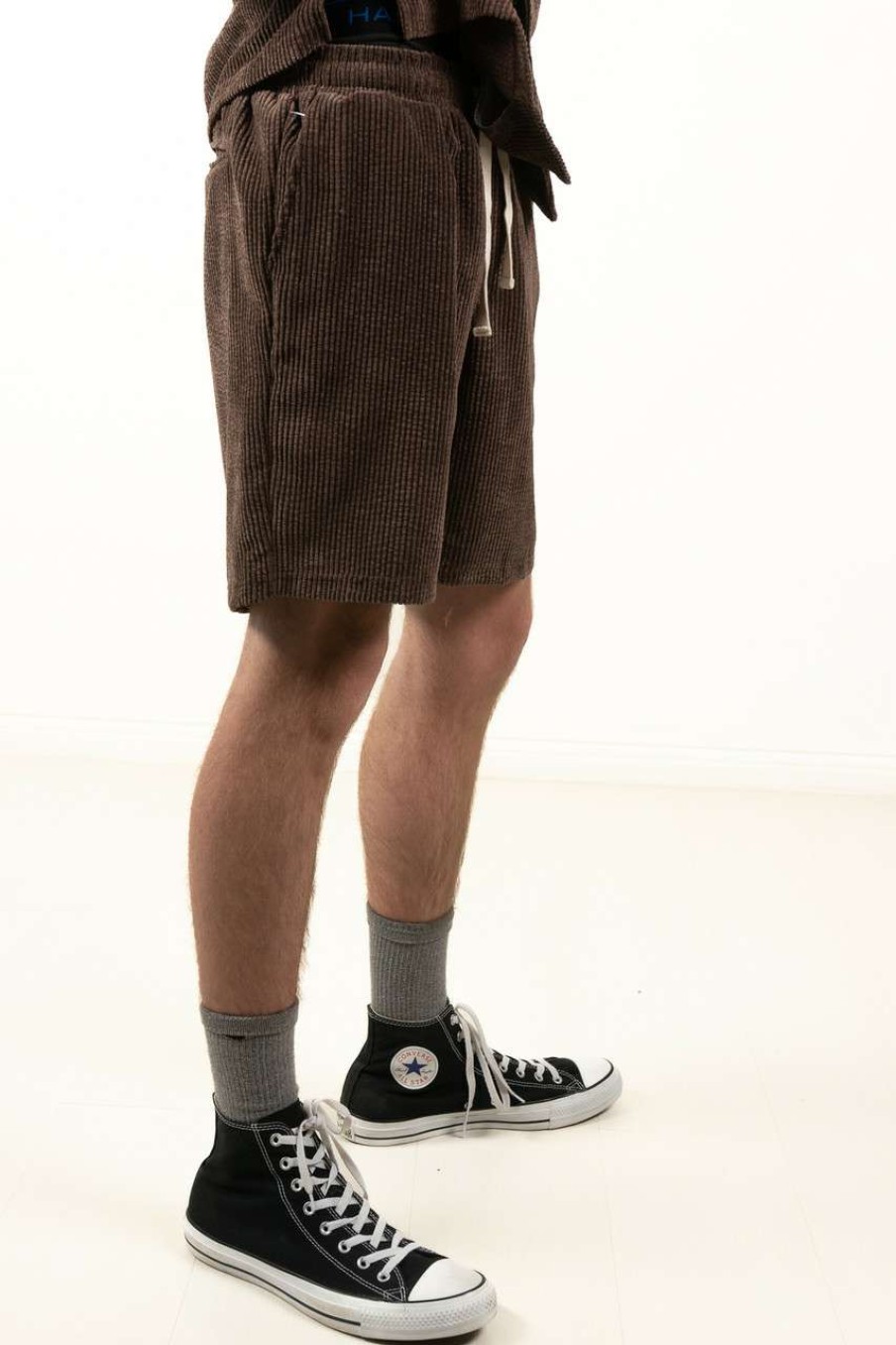 Men * | Clearance Sale Chocolate Brown Washed Corduroy Shorts