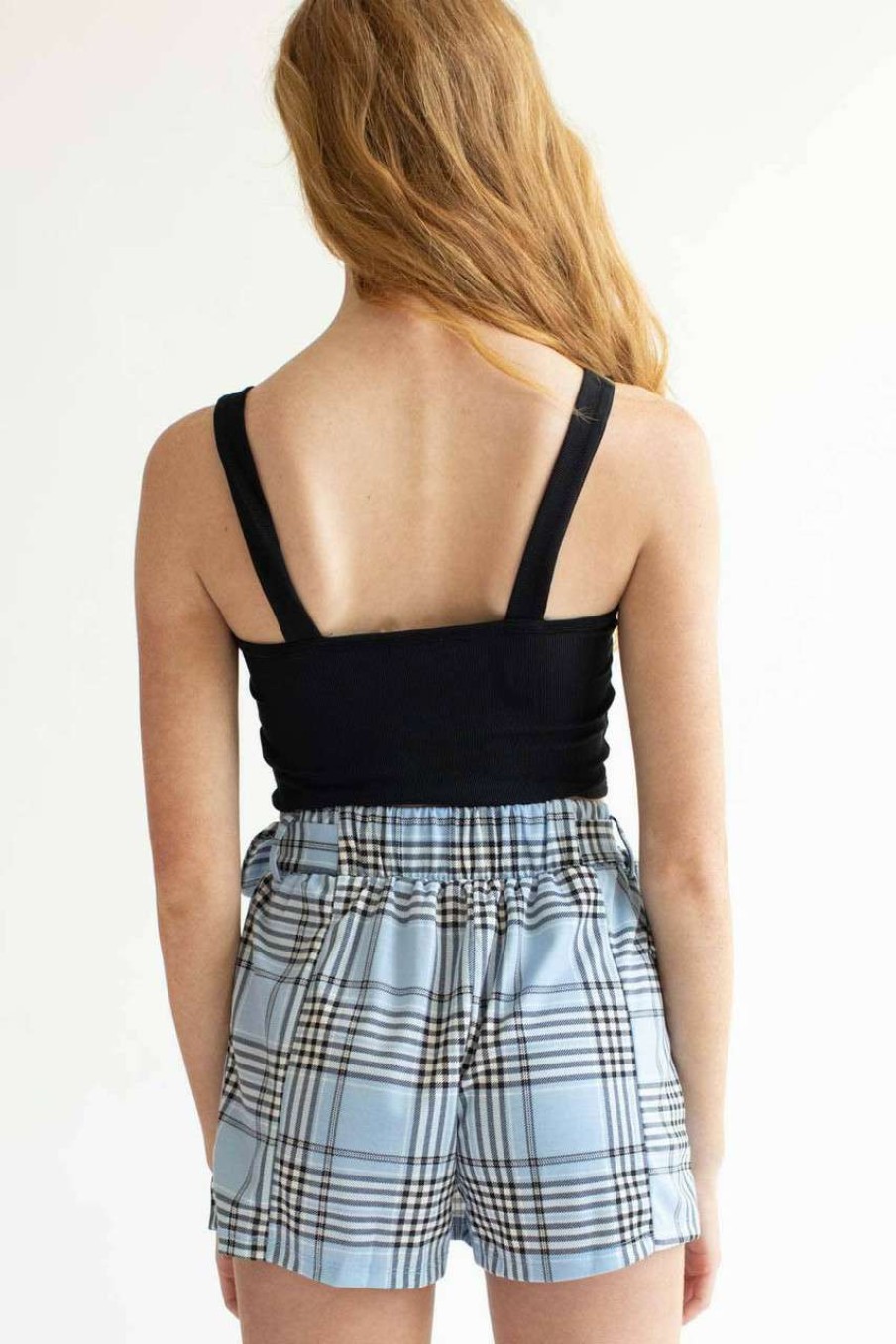 Women * | Bargain Sale Blue Plaid Skort 1