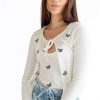 Women * | Prefential Price Embroidered Butterfly Cardigan & Cami Set