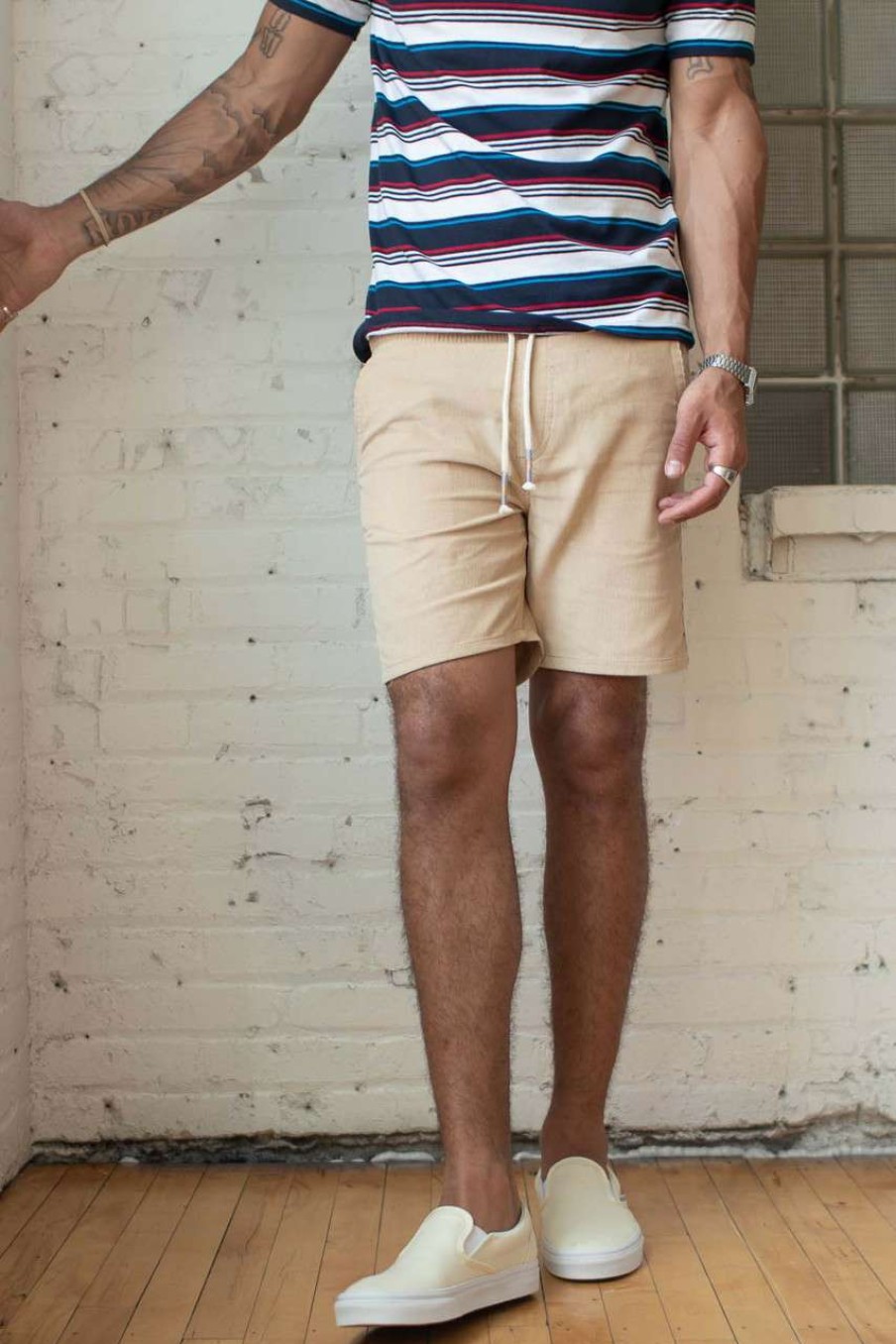 Men * | Special Offer Khaki Corduroy Shorts