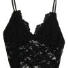 Women * | Clearance Sale Black Lace Lined Crop Cami