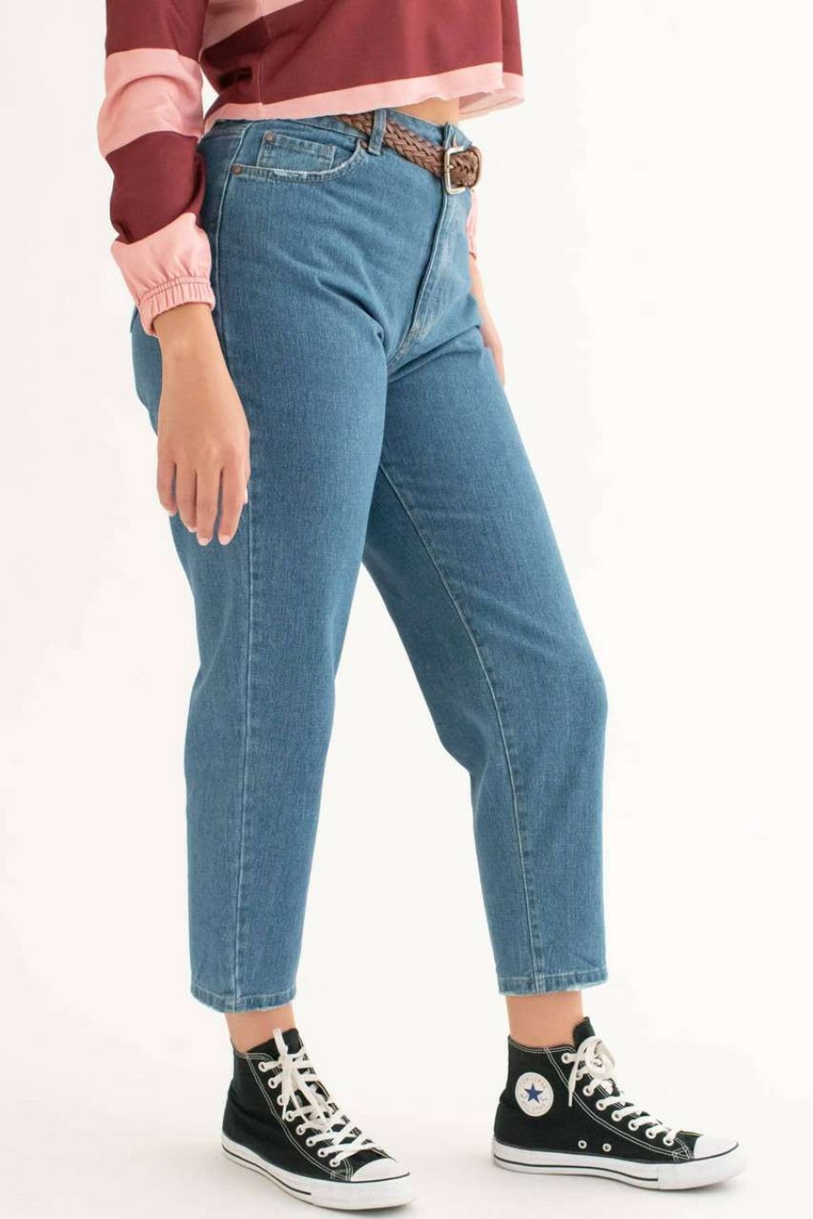 Women * | Bargain Sale Classic Blue Mom Jeans