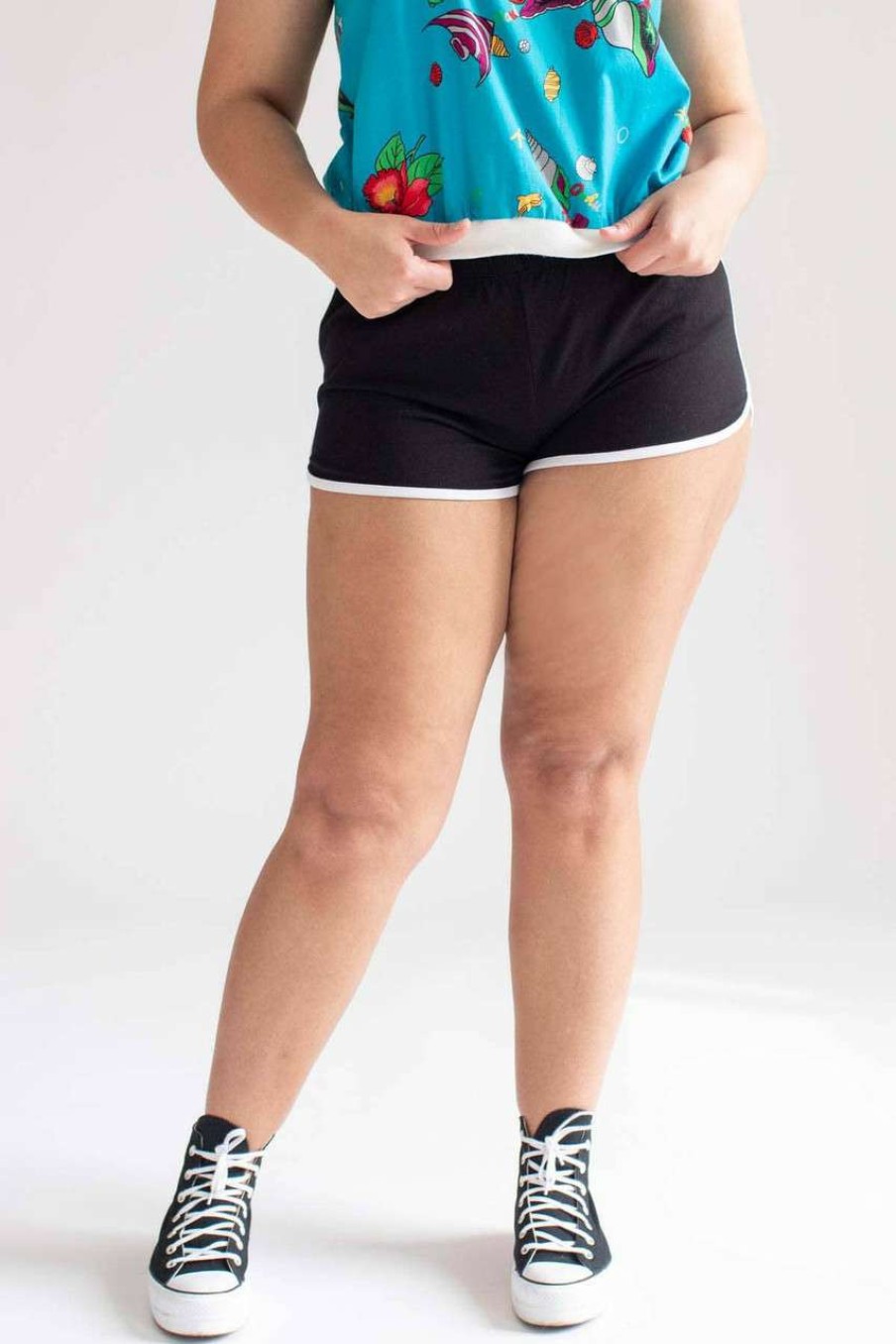 Women * | Online Store Black Athletic Dolphin Shorts (Extended Sizes)