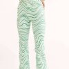 Women * | Special Offer Green Swirl High Waisted Flares