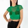 Women * | Super Specials Green Sequin Shamrock Mesh Tee