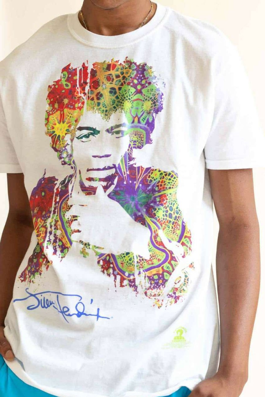 Men * | Half Off Jimi Hendrix Rainbow Portrait Tee