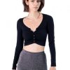 Women * | Prefential Price Black Snap Front Long Sleeve Top