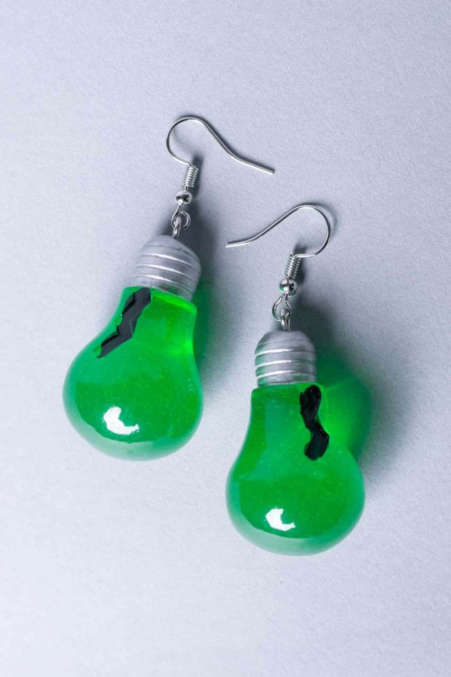 Accessories * | Online Store Green Light Bulb Earrings