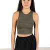 Women * | Online Store Moss Green Floral Seamless Jacquard Tank