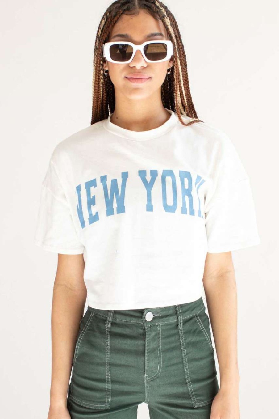 Women * | On Discount New York Oversized Crop Tee