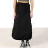 Women * | On Discount Black Nylon Cargo Maxi Skirt