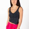 Women * | Half Off Black Mineral Wash Ribbed Tank