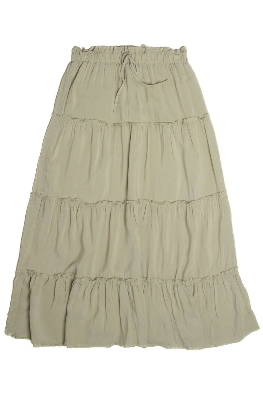 Women * | Half Off Celery Layered Maxi Skirt