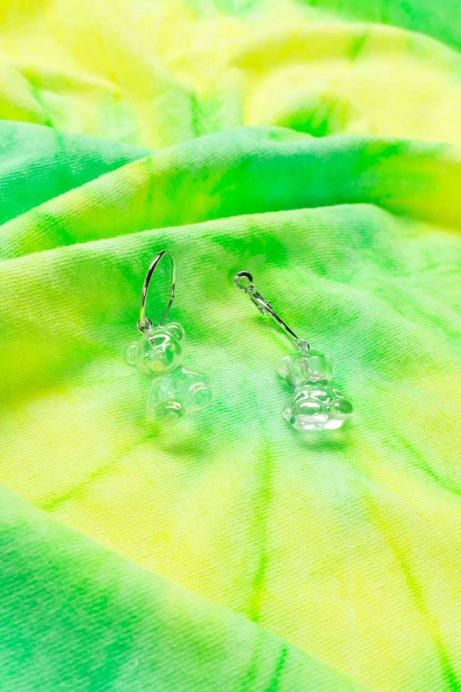 Accessories * | On Discount Holographic Gummy Bear Charm Hoop Earrings