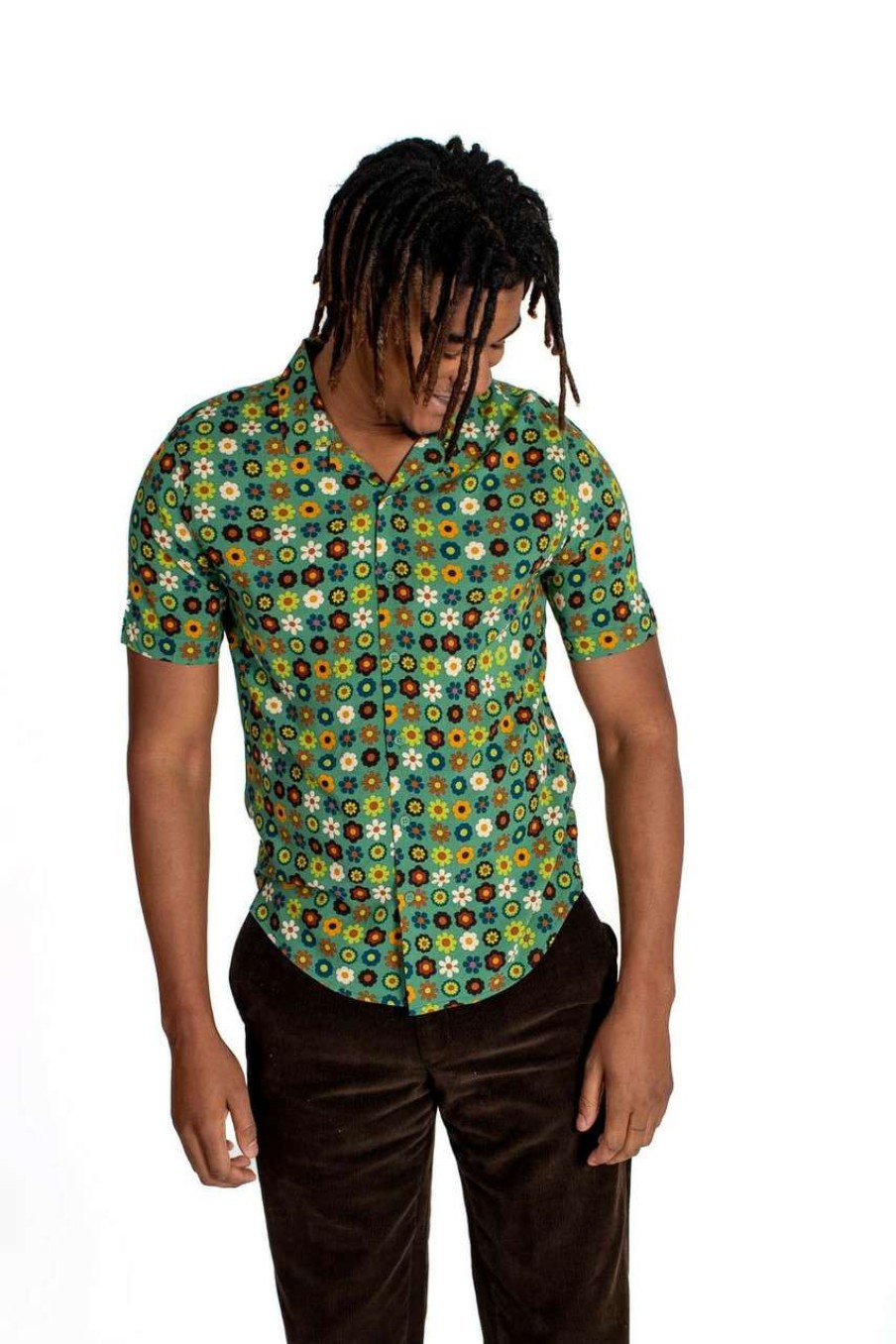 Men * | On Discount Flower Power Rayon Button Up Shirt