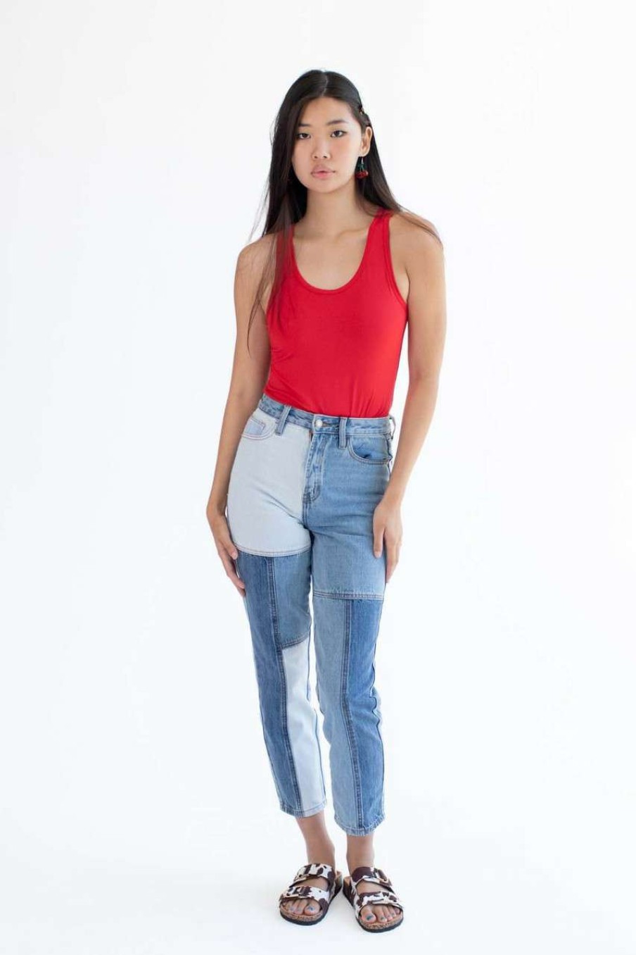 Women * | Limit Offer Patchwork Mom Jeans