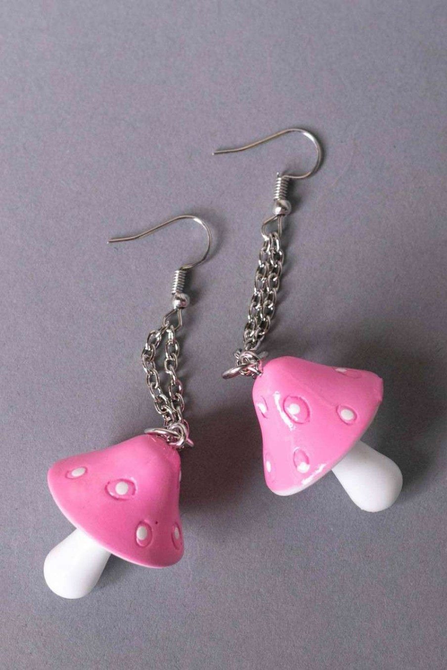 Accessories * | Limited Edition Pink Mushroom Drop Earrings